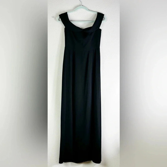 Show Me Your Mumu The Upton Off Shoulder Maxi Black Dress w/ side Slit size S - Picture 3 of 15